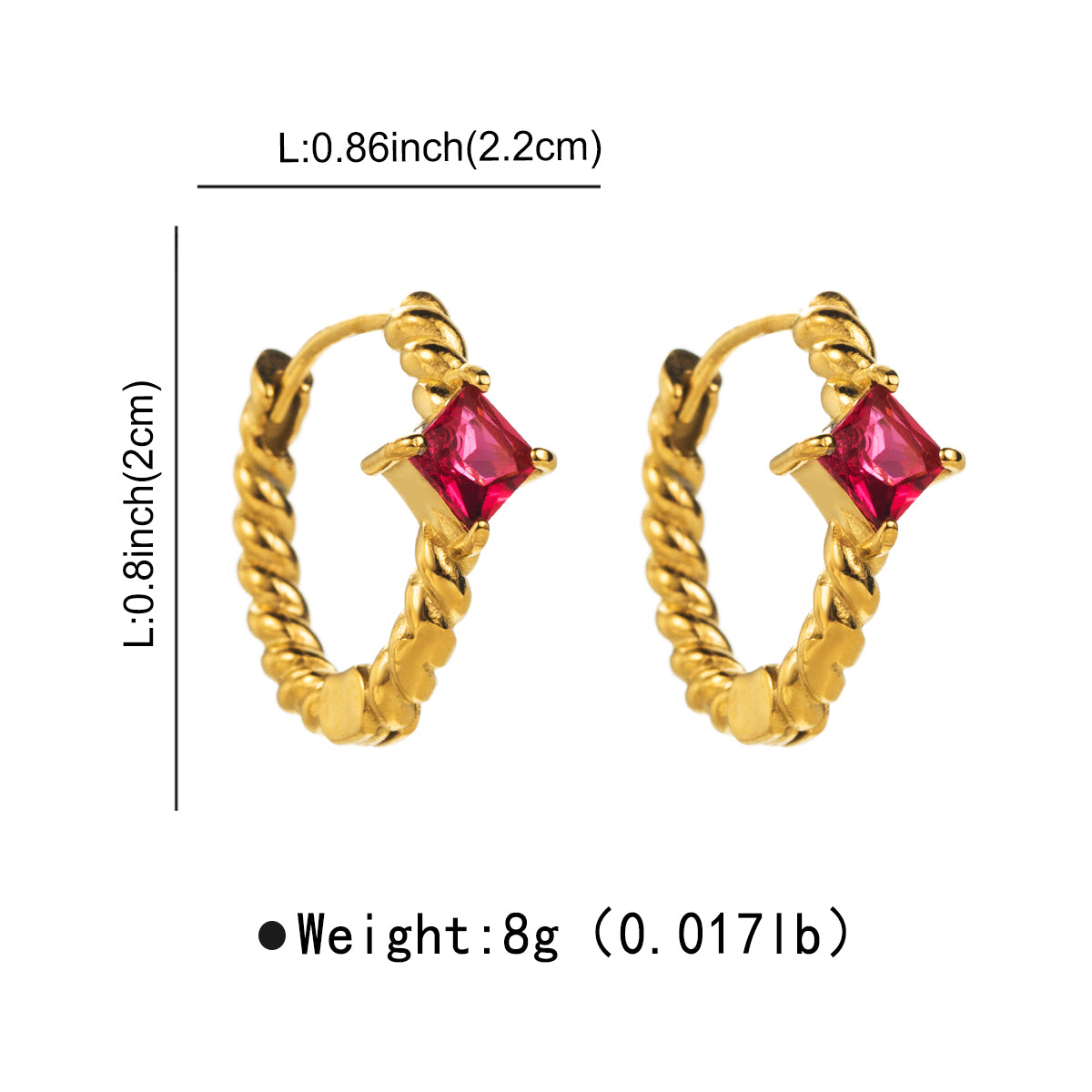 1 Pair Simple Style Geometric Stainless Steel Zircon Hoop Earrings