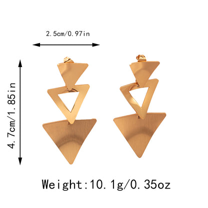 1 Pair Elegant French Style Streetwear Triangle Plating Hollow Out Stainless Steel Gold Plated Drop Earrings