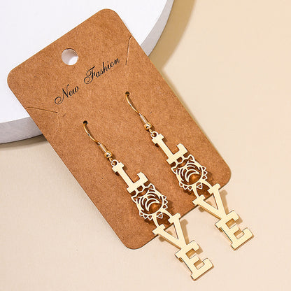 1 Pair Retro Exaggerated Letter Tiger Hollow Out Alloy Drop Earrings