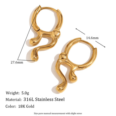 1 Pair Simple Style Classic Style Solid Color Plating Stainless Steel 18k Gold Plated Earrings