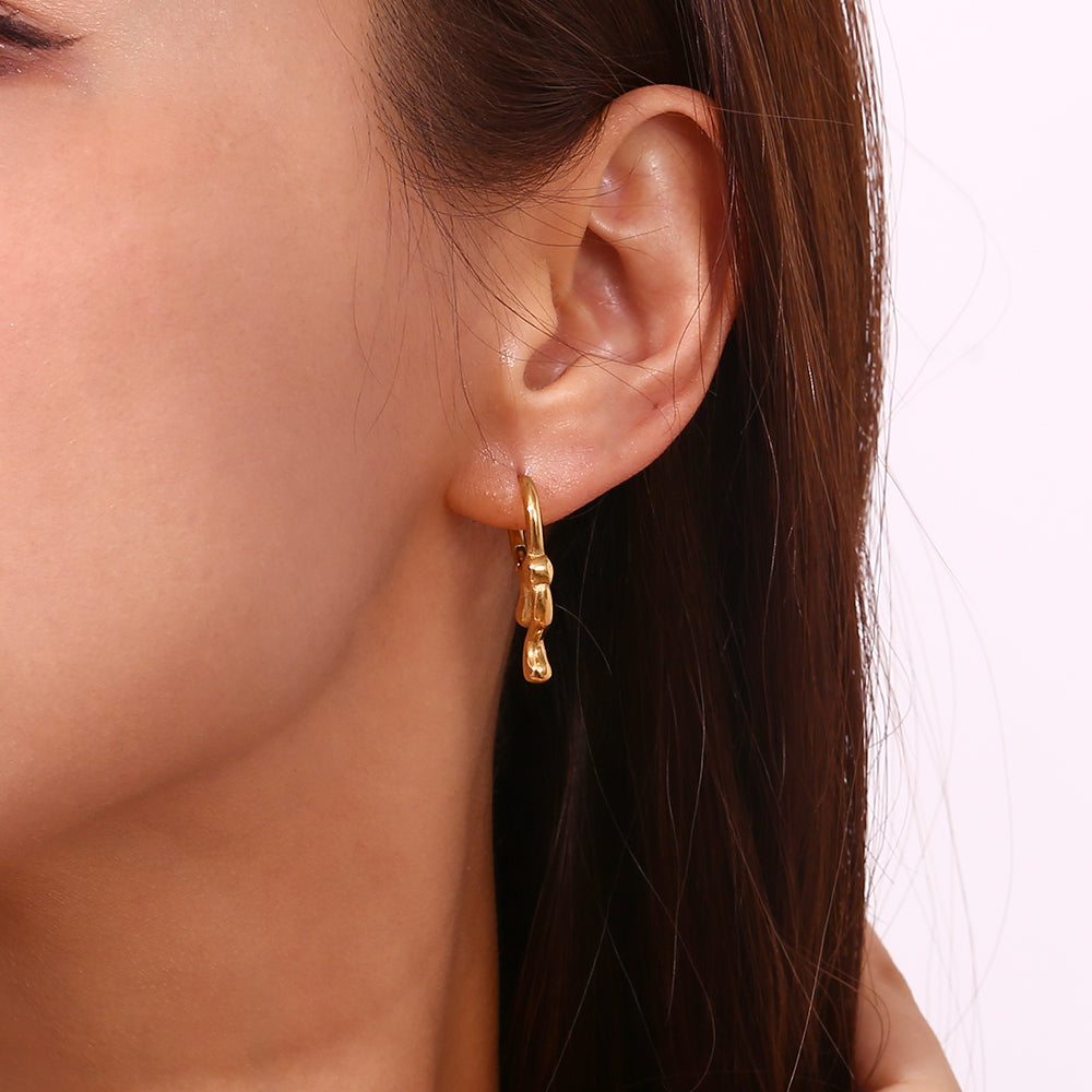 1 Pair Simple Style Classic Style Solid Color Plating Stainless Steel 18k Gold Plated Earrings