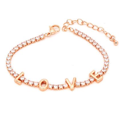 Fashion Letter Copper Inlay Artificial Diamond Jewelry Set