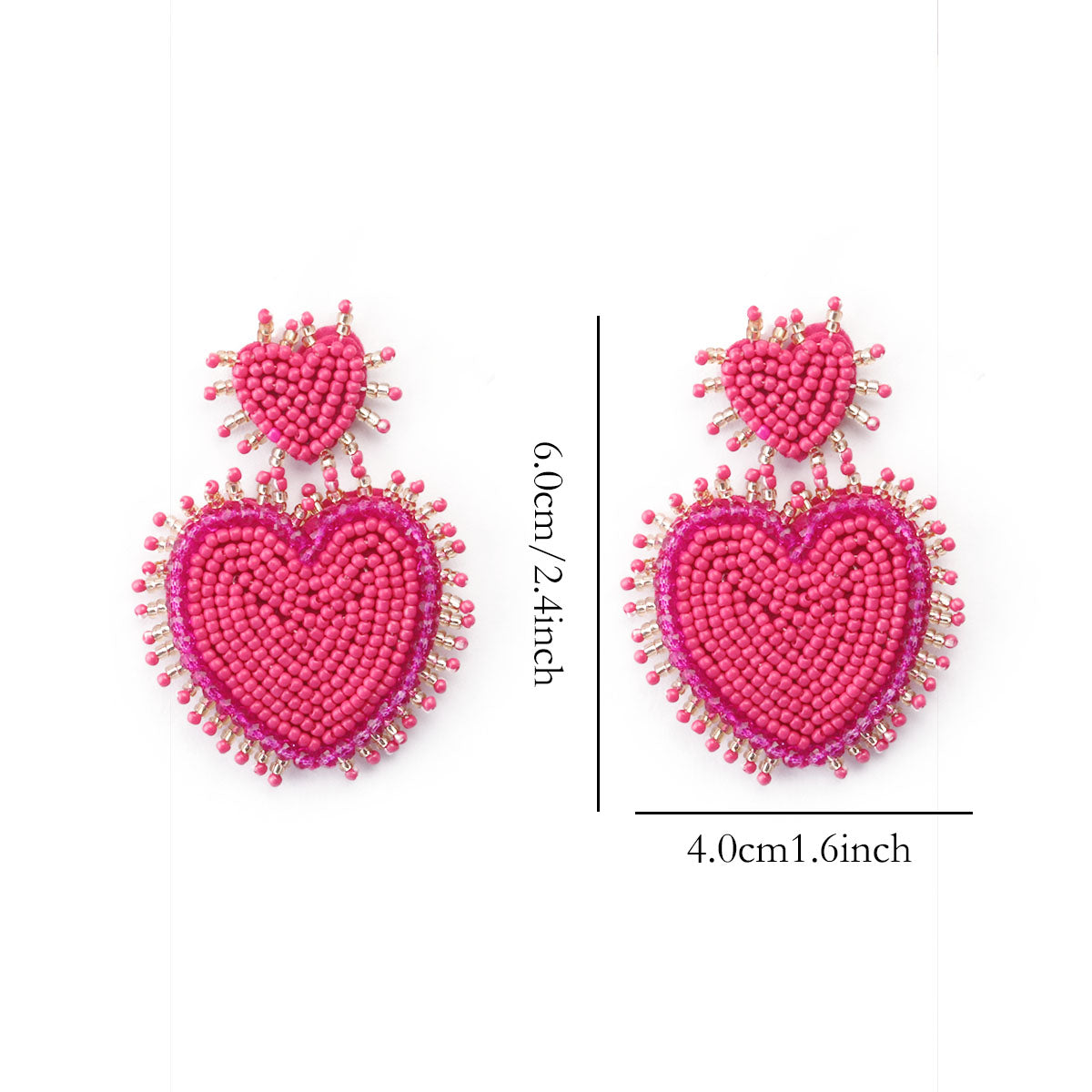 1 Pair Casual Elegant Letter Heart Shape Beaded Inlay Stainless Steel Cloth Glass Zircon Drop Earrings