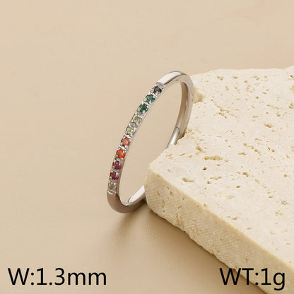 Titanium Steel Simple Style Geometric Zircon Rings