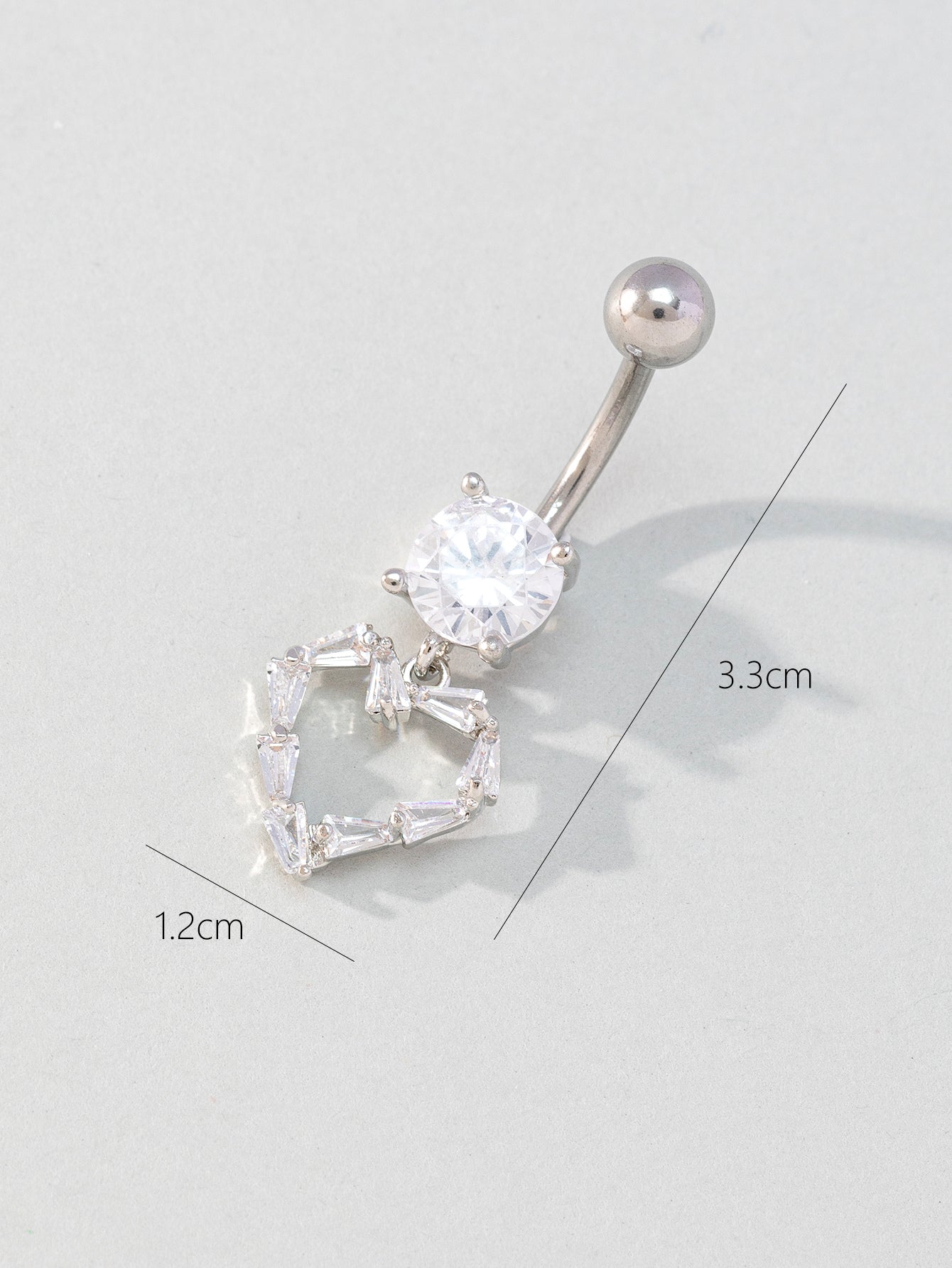 Hip-hop Heart Shape Alloy Silver Plated Zircon Belly Ring In Bulk