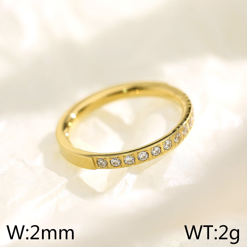 Simple Style Star Titanium Steel Plating Inlay Zircon 18k Gold Plated Rings