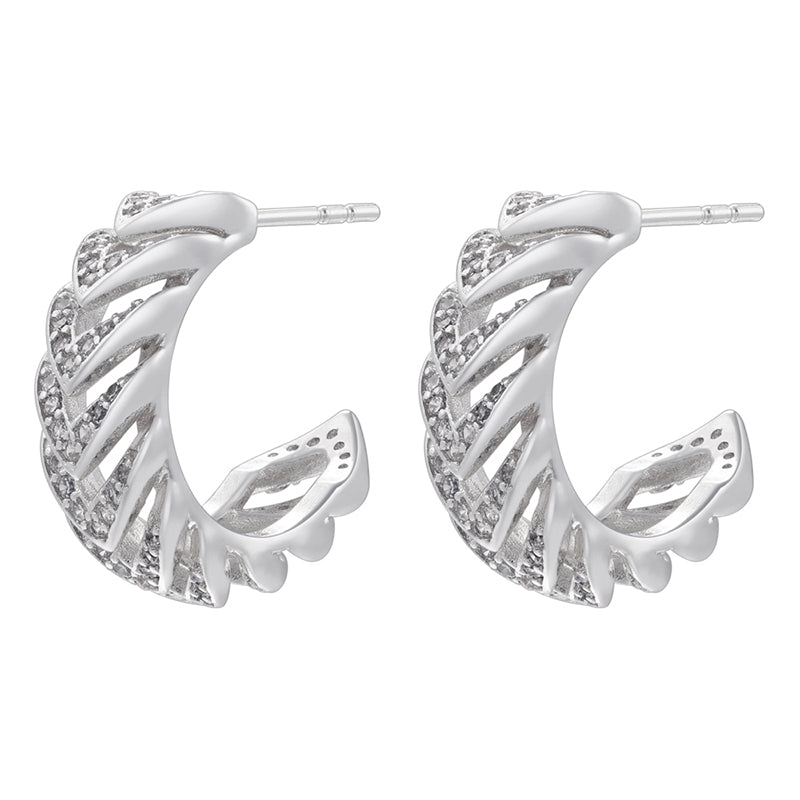 1 Pair Ig Style Casual Simple Style C Shape V Shape Plating Hollow Out Inlay Brass Zircon 18k Gold Plated Ear Studs