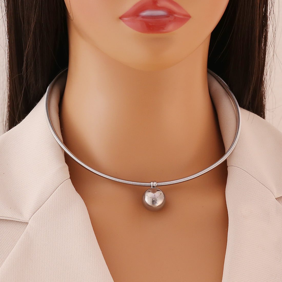 Simple Style Commute Solid Color Stainless Steel Plating Necklace