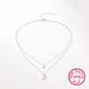 Simple Style Star Moon Sterling Silver Plating Inlay Zircon White Gold Plated Pendant Necklace