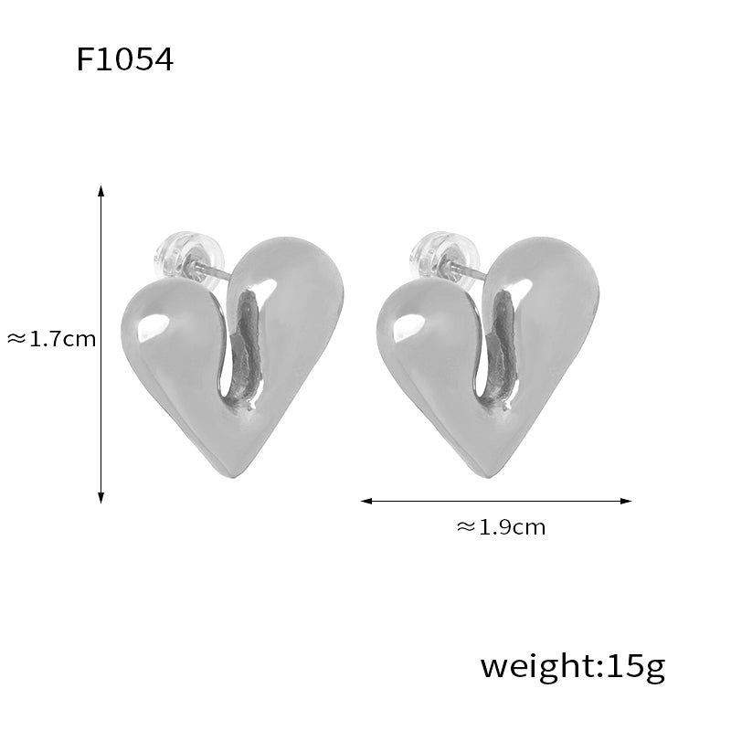 1 Pair Elegant Heart Shape Patchwork Plating Titanium Steel 18k Gold Plated Ear Studs