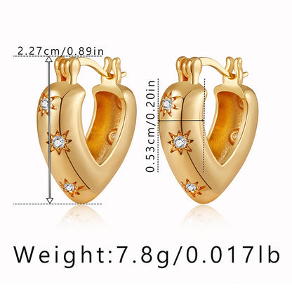 1 Pair Simple Style Heart Shape Copper Hoop Earrings