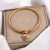 Simple Style Heart Shape Stainless Steel Bangle