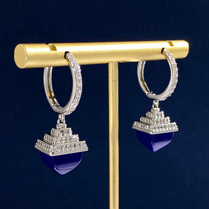 1 Pair Vintage Style Pyramid Plating Inlay Copper Artificial Gemstones Zircon Drop Earrings