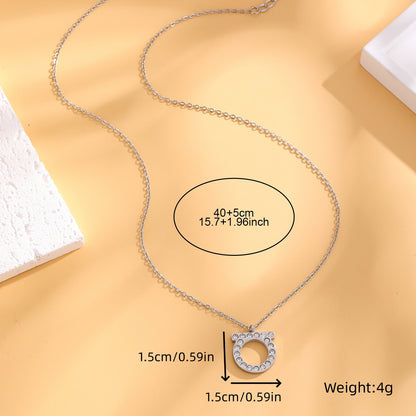 Simple Style Classic Style Letter Stainless Steel Plating Inlay Zircon Gold Plated Silver Plated Pendant Necklace