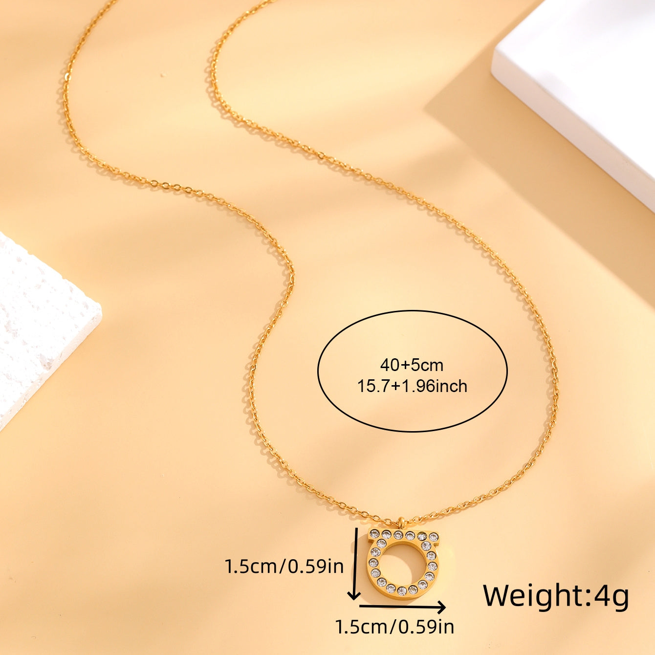 Simple Style Classic Style Letter Stainless Steel Plating Inlay Zircon Gold Plated Silver Plated Pendant Necklace