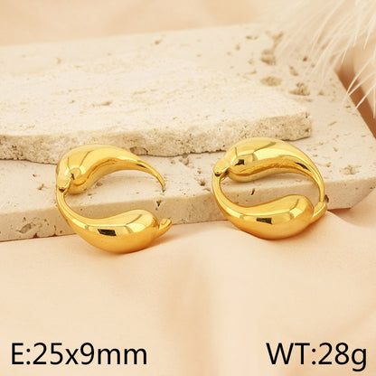 1 Pair Basic Solid Color Plating Titanium Steel Gold Plated Earrings