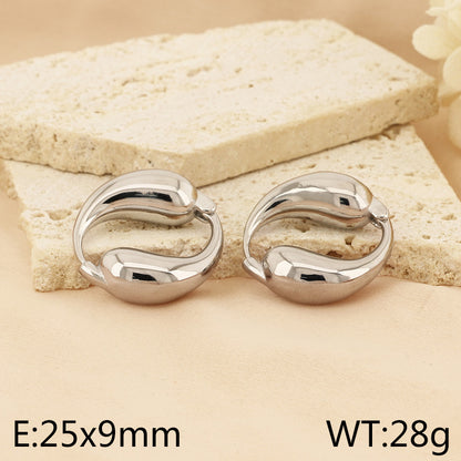 1 Pair Basic Solid Color Plating Titanium Steel Gold Plated Earrings