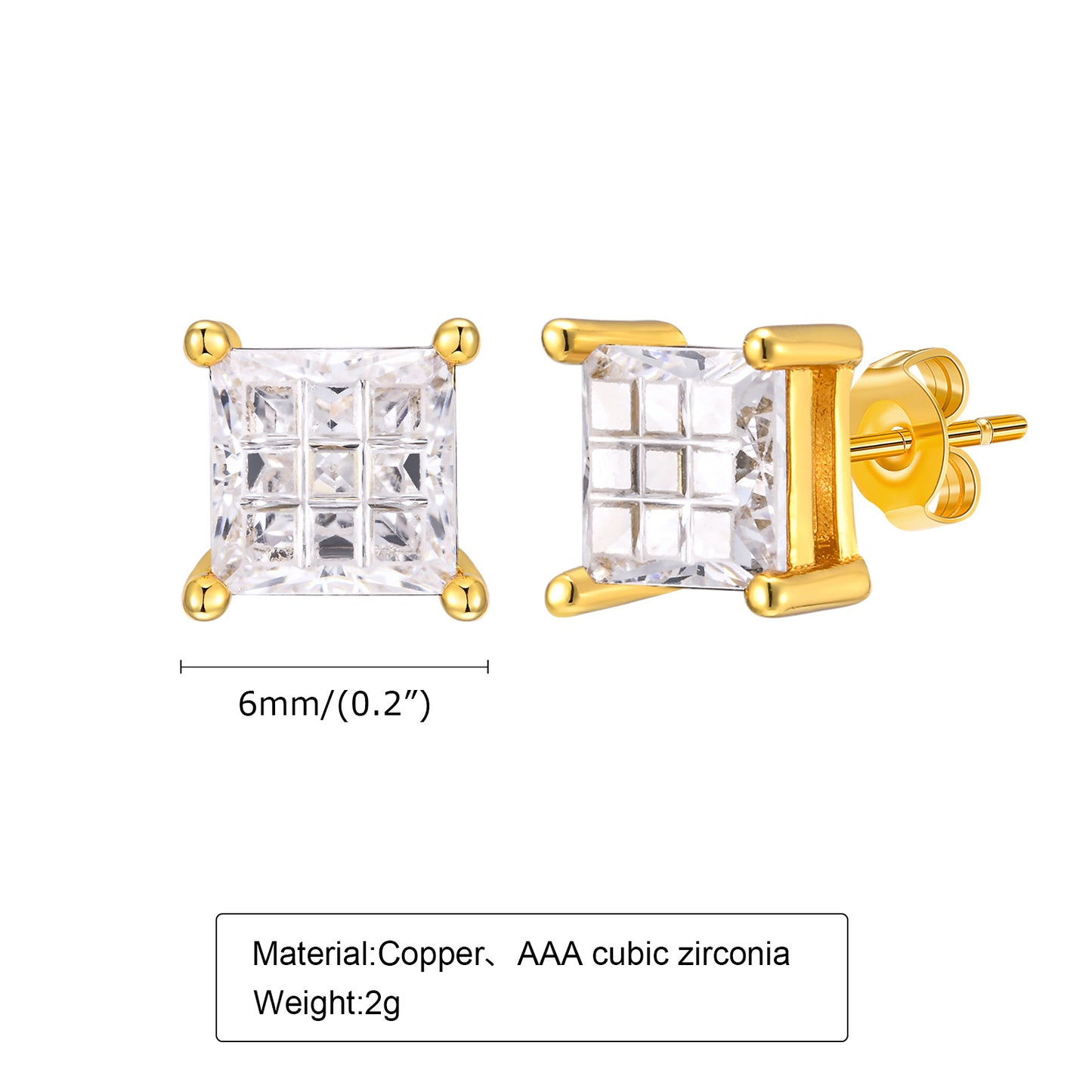 1 Pair Simple Style Solid Color Plating Inlay Stainless Steel Zircon 18k Gold Plated Silver Plated Ear Studs