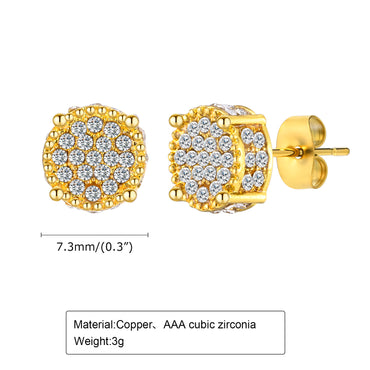 1 Pair Simple Style Solid Color Plating Inlay Stainless Steel Zircon 18k Gold Plated Silver Plated Ear Studs