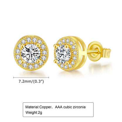 1 Pair Simple Style Solid Color Plating Inlay Stainless Steel Zircon 18k Gold Plated Silver Plated Ear Studs