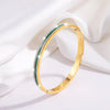 Simple Style Lines Stainless Steel Enamel Inlay Zircon Bangle