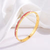 Simple Style Lines Stainless Steel Enamel Inlay Zircon Bangle