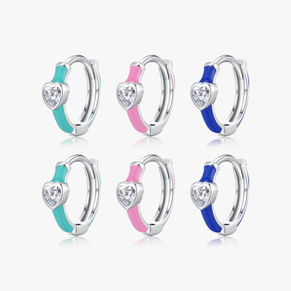 1 Pair Elegant Simple Style Heart Shape Epoxy Plating Inlay Sterling Silver Zircon Rhodium Plated Earrings