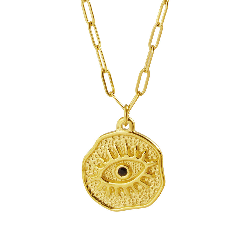 Vintage Style Devil's Eye Stainless Steel Plating 18k Gold Plated Necklace