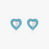 1 Pair Retro Simple Style Heart Shape Inlay Sterling Silver Turquoise Ear Studs