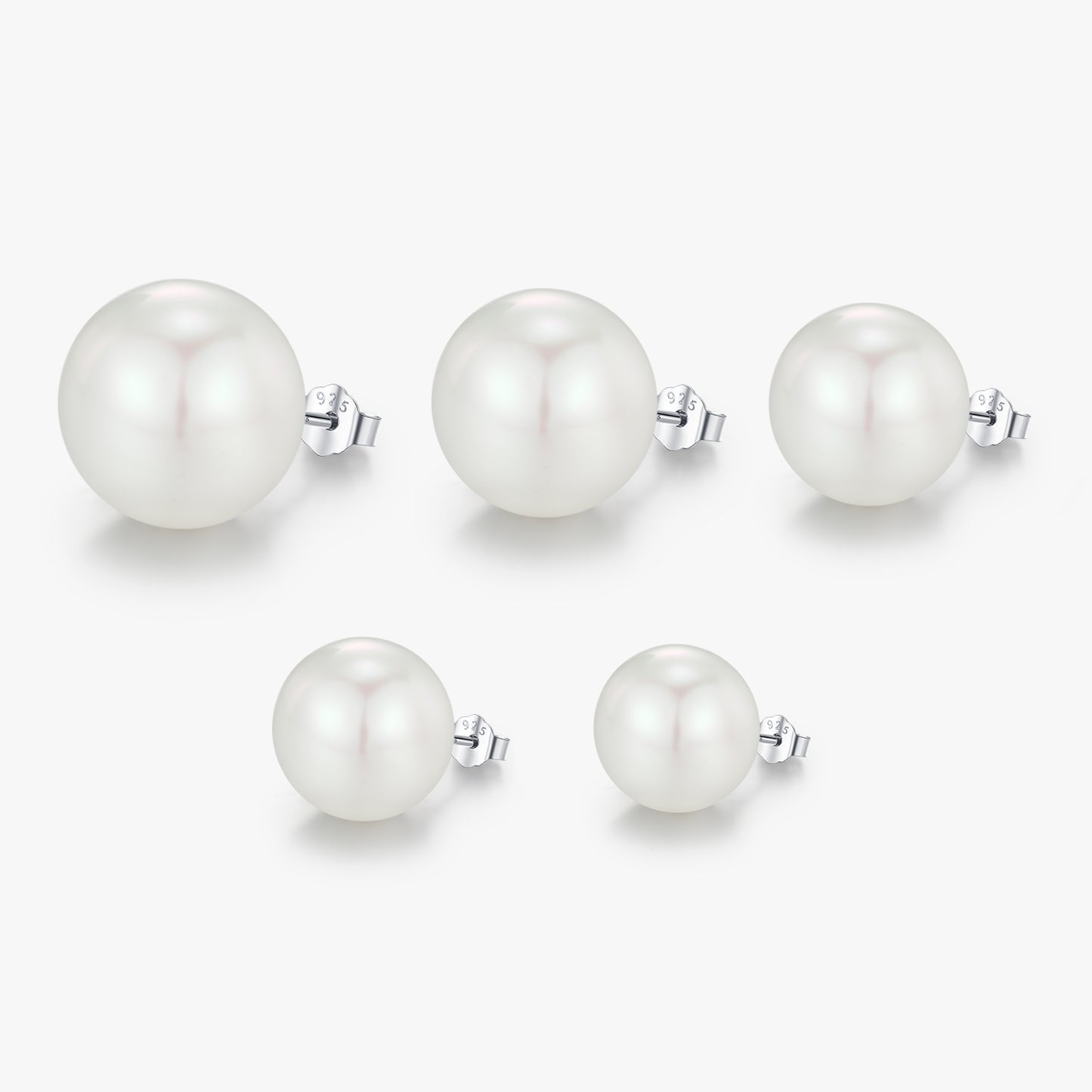 1 Pair Elegant Classic Style Round Plating Inlay Sterling Silver Artificial Pearls Rhodium Plated Ear Studs