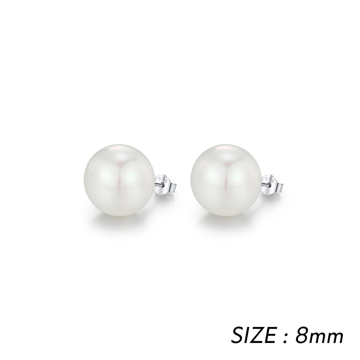 1 Pair Elegant Classic Style Round Plating Inlay Sterling Silver Artificial Pearls Rhodium Plated Ear Studs