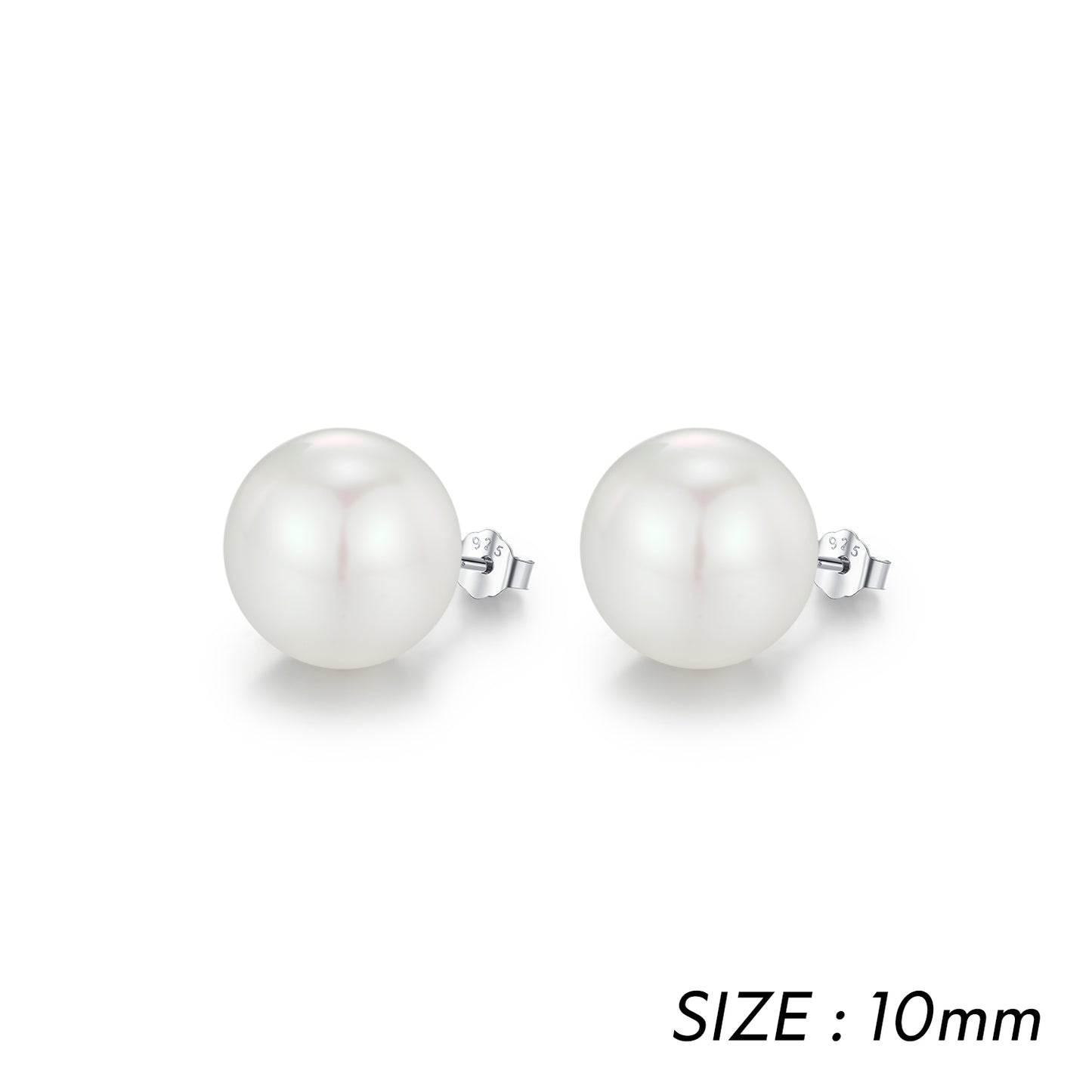 1 Pair Elegant Classic Style Round Plating Inlay Sterling Silver Artificial Pearls Rhodium Plated Ear Studs