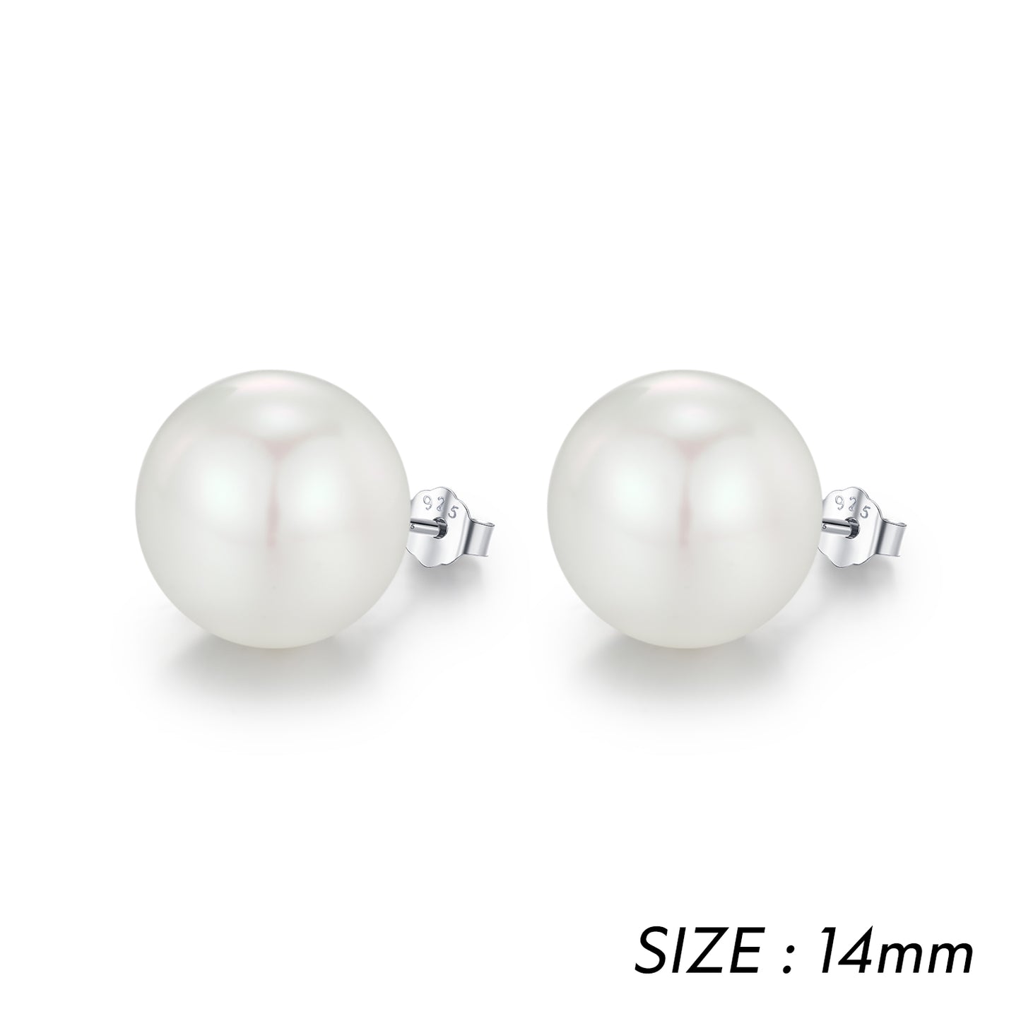 1 Pair Elegant Classic Style Round Plating Inlay Sterling Silver Artificial Pearls Rhodium Plated Ear Studs