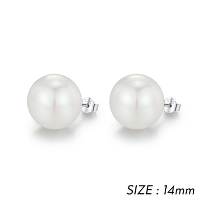 1 Pair Elegant Classic Style Round Plating Inlay Sterling Silver Artificial Pearls Rhodium Plated Ear Studs