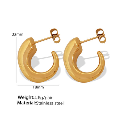 1 Pair Retro C Shape Plating Titanium Steel 18k Gold Plated Ear Studs