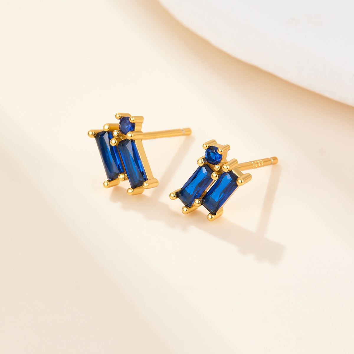 1 Pair Simple Style Geometric Rectangle Plating Inlay Sterling Silver Zircon 18k Gold Plated White Gold Plated Ear Studs