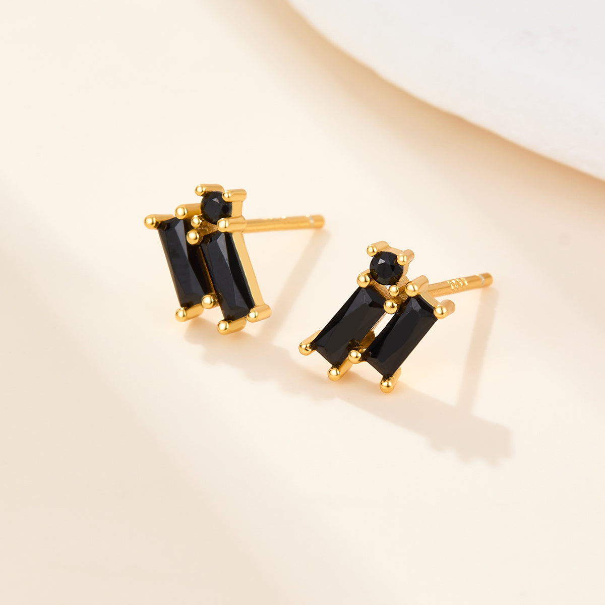 1 Pair Simple Style Geometric Rectangle Plating Inlay Sterling Silver Zircon 18k Gold Plated White Gold Plated Ear Studs