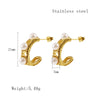 1 Pair Elegant Vintage Style Geometric Plating Inlay Stainless Steel Artificial Pearls Zircon 18k Gold Plated Ear Studs