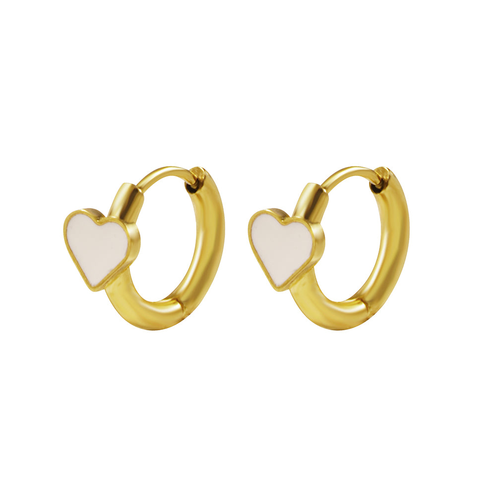 1 Pair Elegant Simple Style Heart Shape Plating Inlay Stainless Steel Shell 18k Gold Plated Earrings