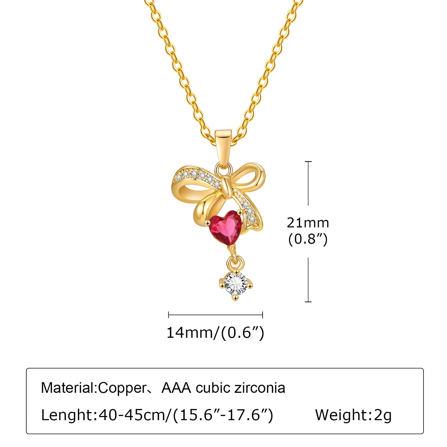 Sweet Heart Shape Bow Knot Copper Pendant Necklace