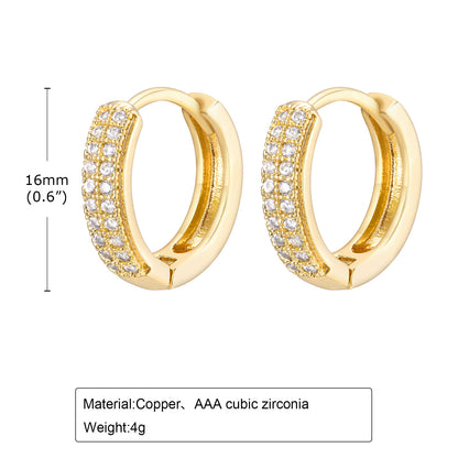 1 Pair Ig Style Shiny Geometric Plating Copper Zircon 18k Gold Plated Hoop Earrings