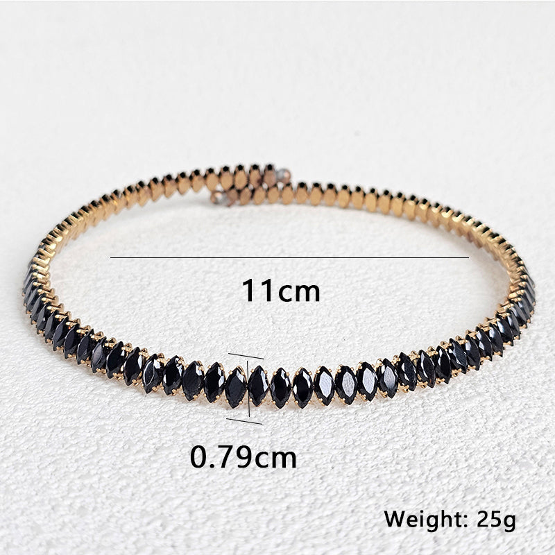 Elegant Solid Color Copper Plating Inlay Zircon Gold Plated Bangle