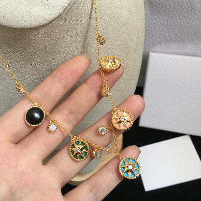 Copper Vacation Geometric Plating Zircon Necklace