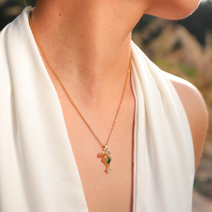 Sweet Heart Shape Bow Knot Copper Pendant Necklace