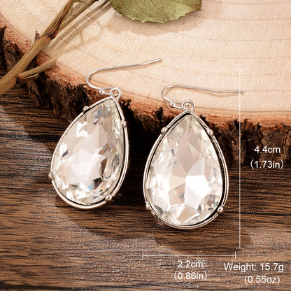 1 Pair IG Style Elegant Water Droplets Alloy Rhinestones Drop Earrings