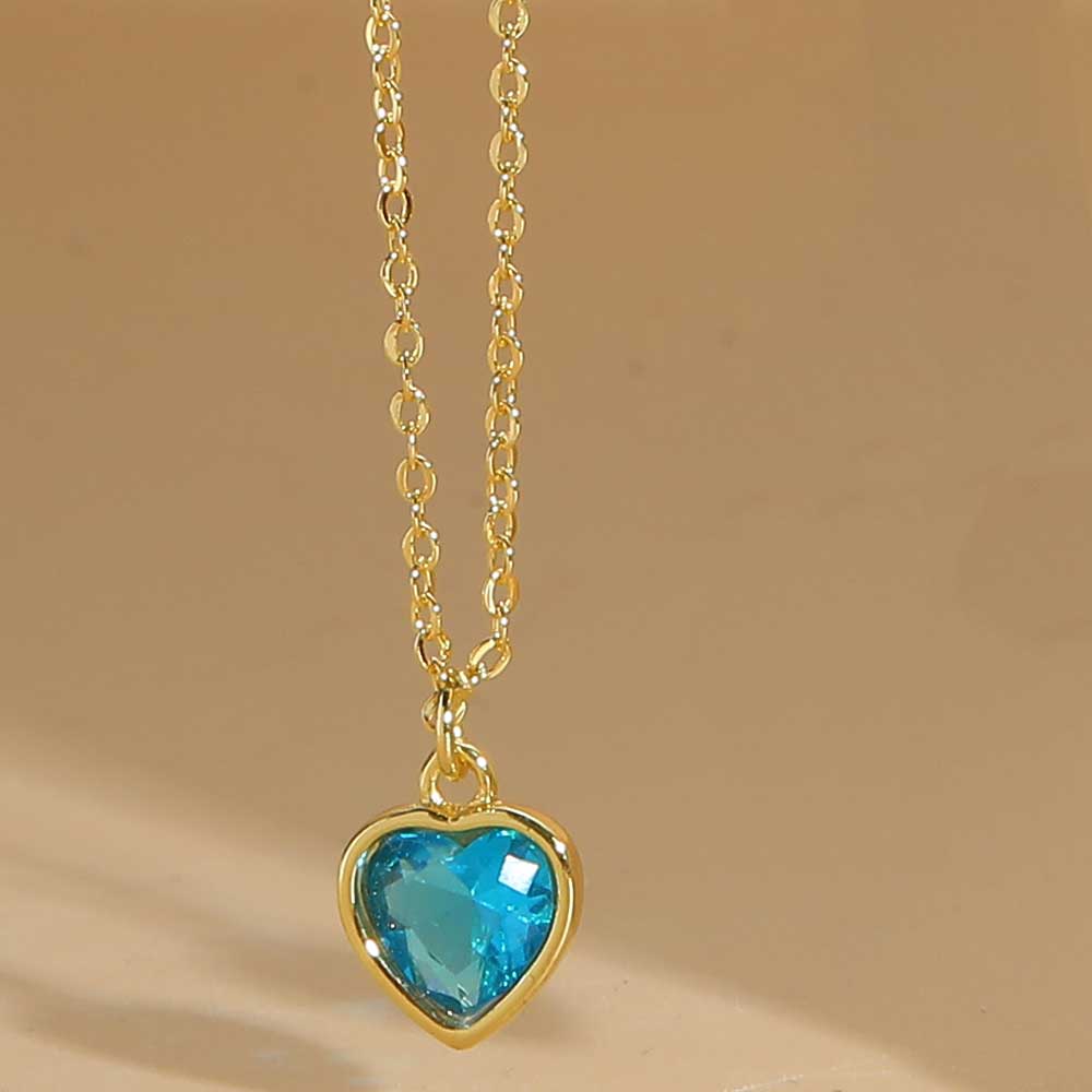 Copper Simple Style Heart Shape Plating Inlay Zircon Pendant Necklace