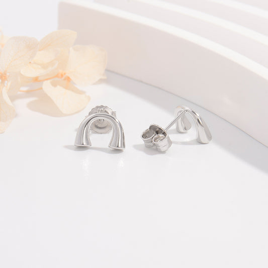 1 Piece Elegant Cute Simple Style Geometric Plating Inlay Sterling Silver Zircon Ear Studs