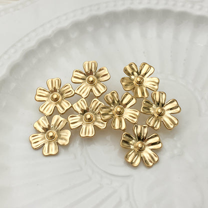 1 Pair Elegant Modern Style Streetwear Flower Plating Stainless Steel Gold Plated Ear Studs