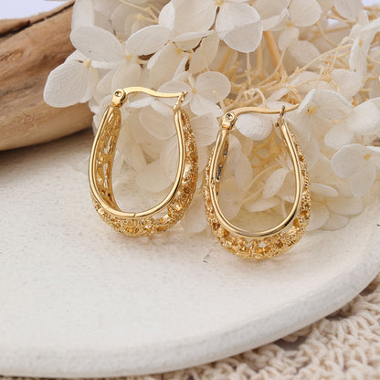 1 Pair Ig Style U Shape Plating Hollow Out Stainless Steel Earrings