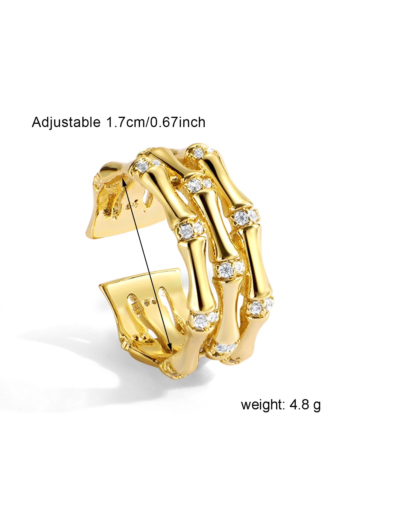 Wholesale Simple Style Geometric Copper Plating Inlay Zircon Open Rings